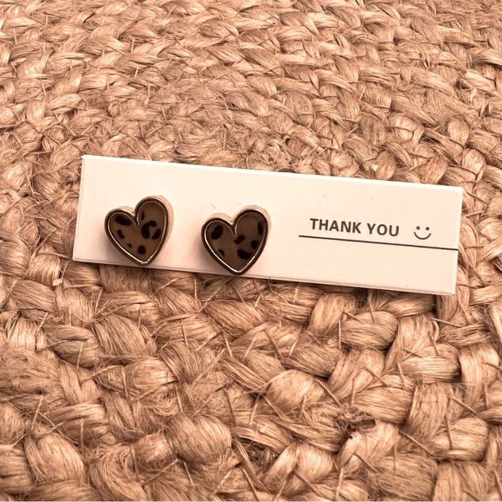 Leopard Heart Gold Color Earrings